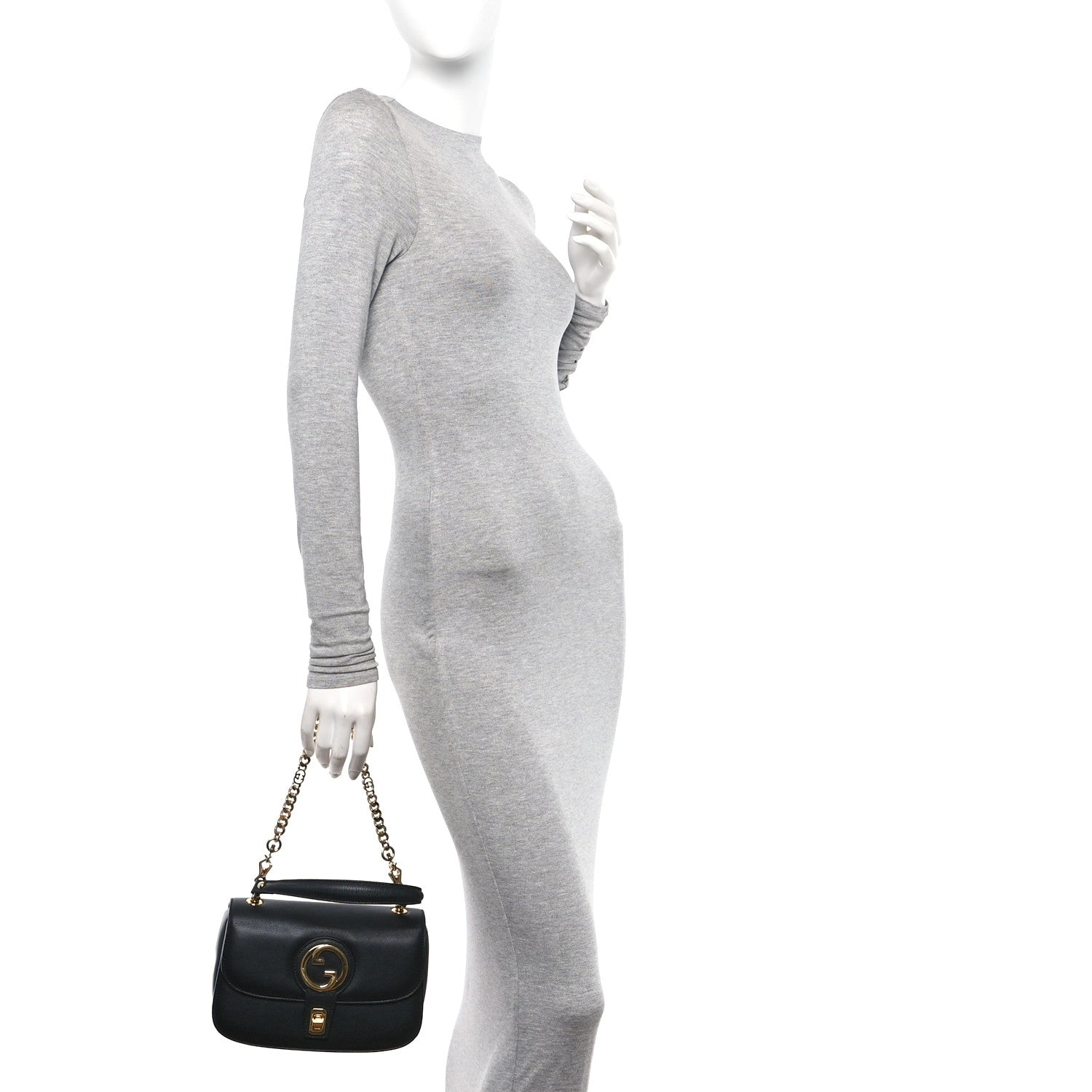 Gucci Roxy Calfskin Small Blondie Top Handle Shoulder Flap Bag Black 2 of 12