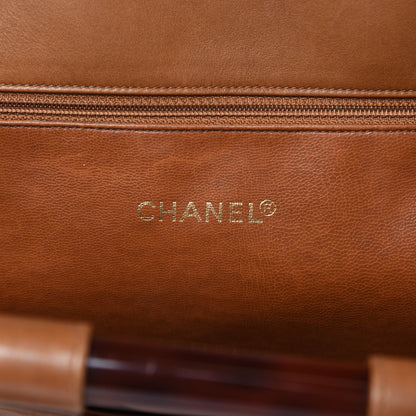 Chanel Calfskin Quilted Tortoise Handle Tote Brown 6 of 16