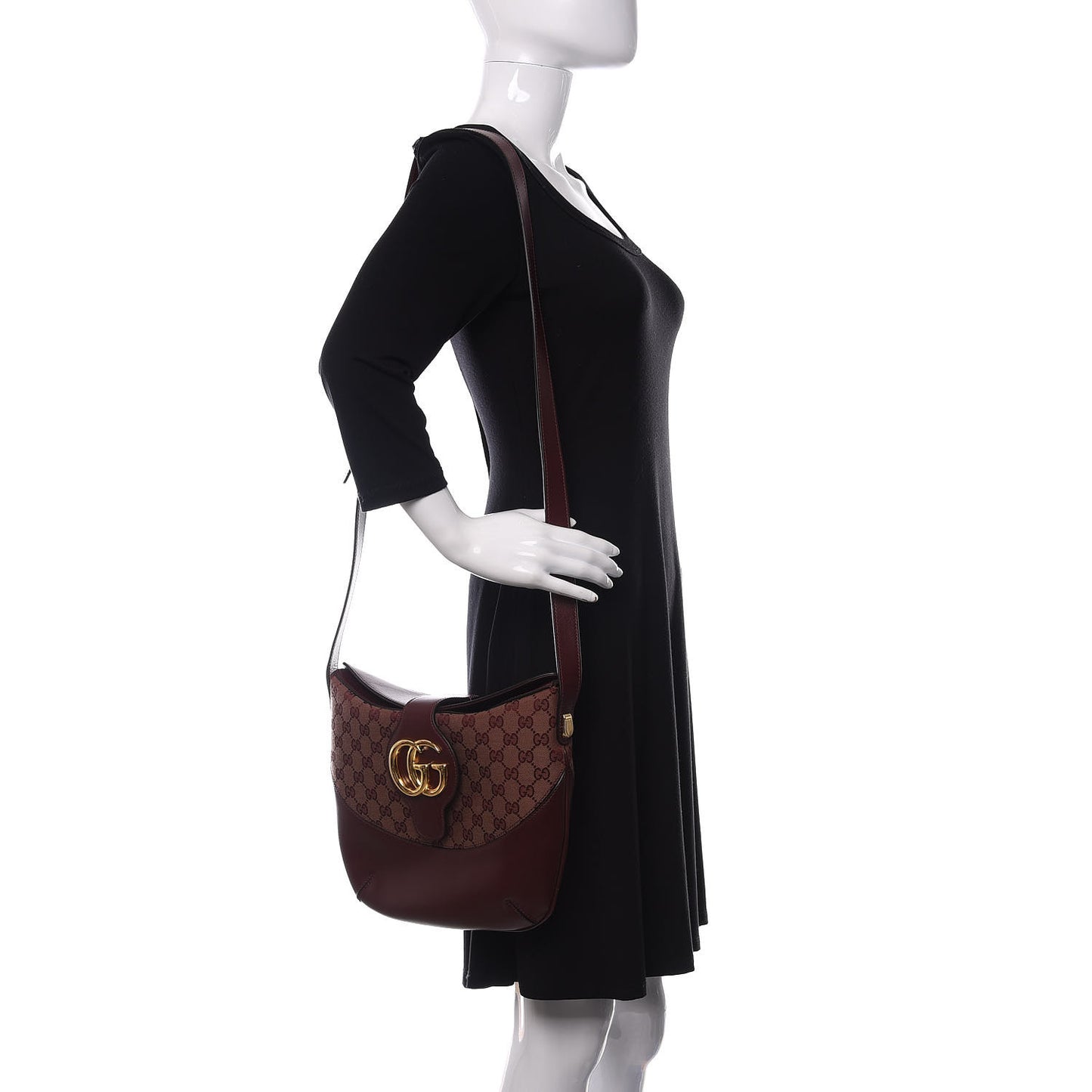 GG Monogram Calfskin Medium Arli Shoulder Bag Sahara Rubino Chardonnay