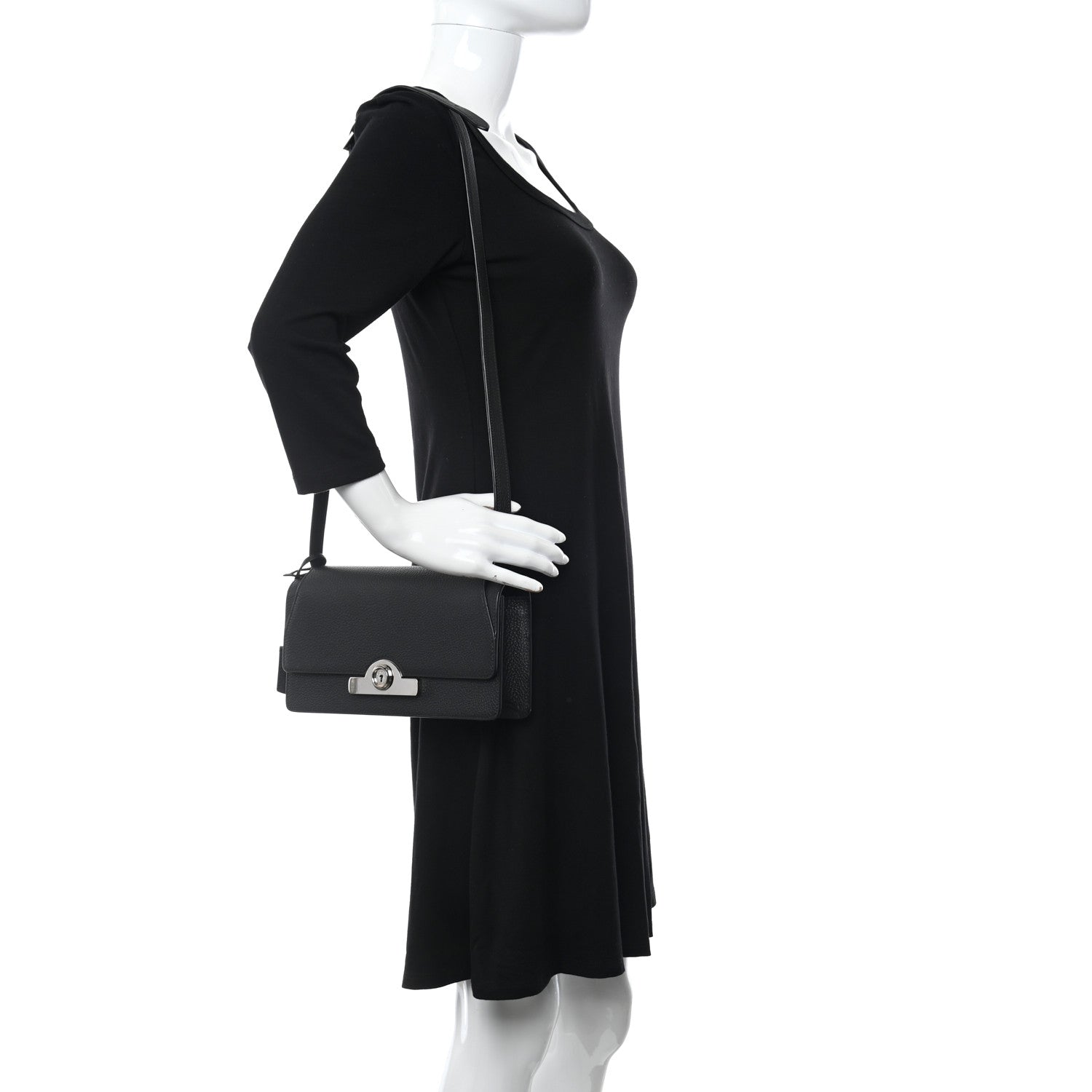 Moynat Taurillon Blush Rejane Clutch 26 Black 2 of 7