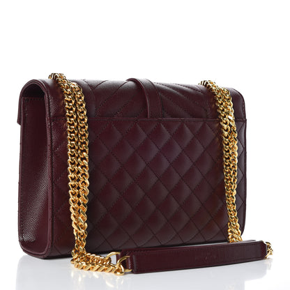 Saint Laurent Grain De Poudre Textured Mixed Matelasse Medium Triquilt Monogram Satchel Rouge Legion 3 of 9