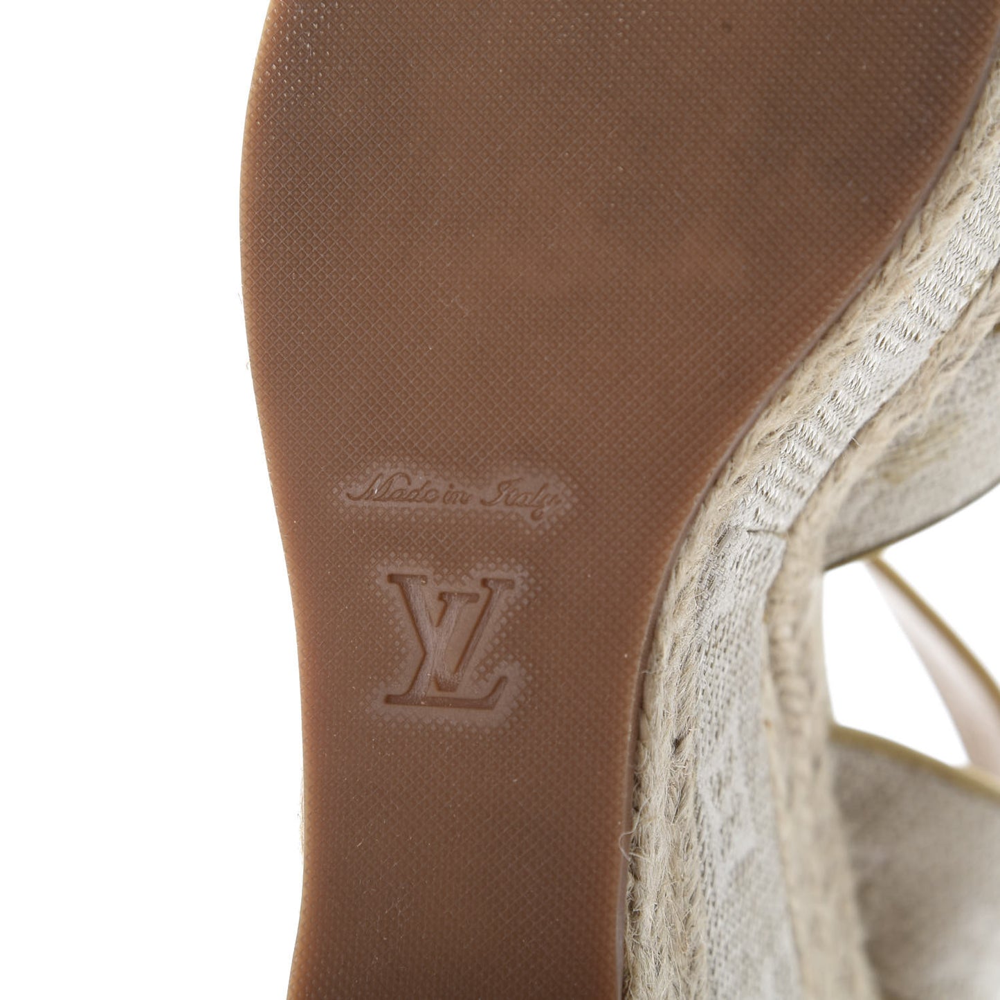 Canvas Monogram Nil Espadrille Wedge Sandals 38 Beige