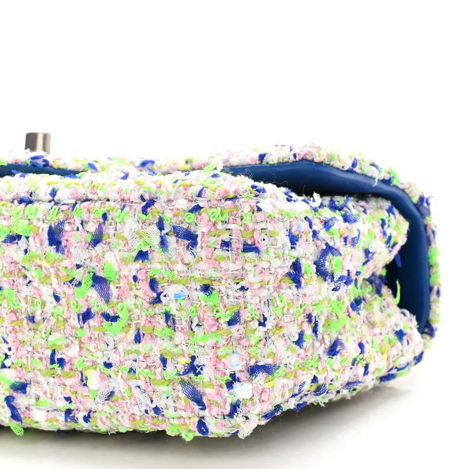 Chanel Tweed Quilted Mini Rectangular Flap White Blue Green 10 of 10