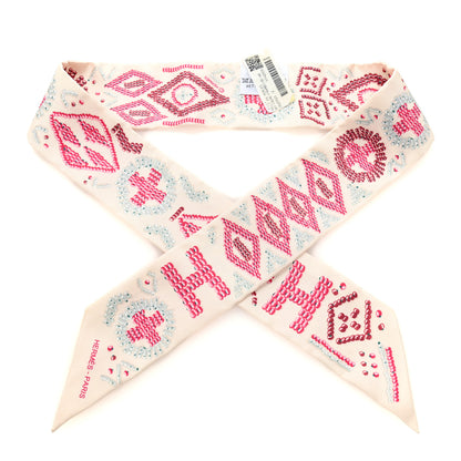 Hermes Silk Kelly En Perles Twilly Creme Framboise 1 of 4