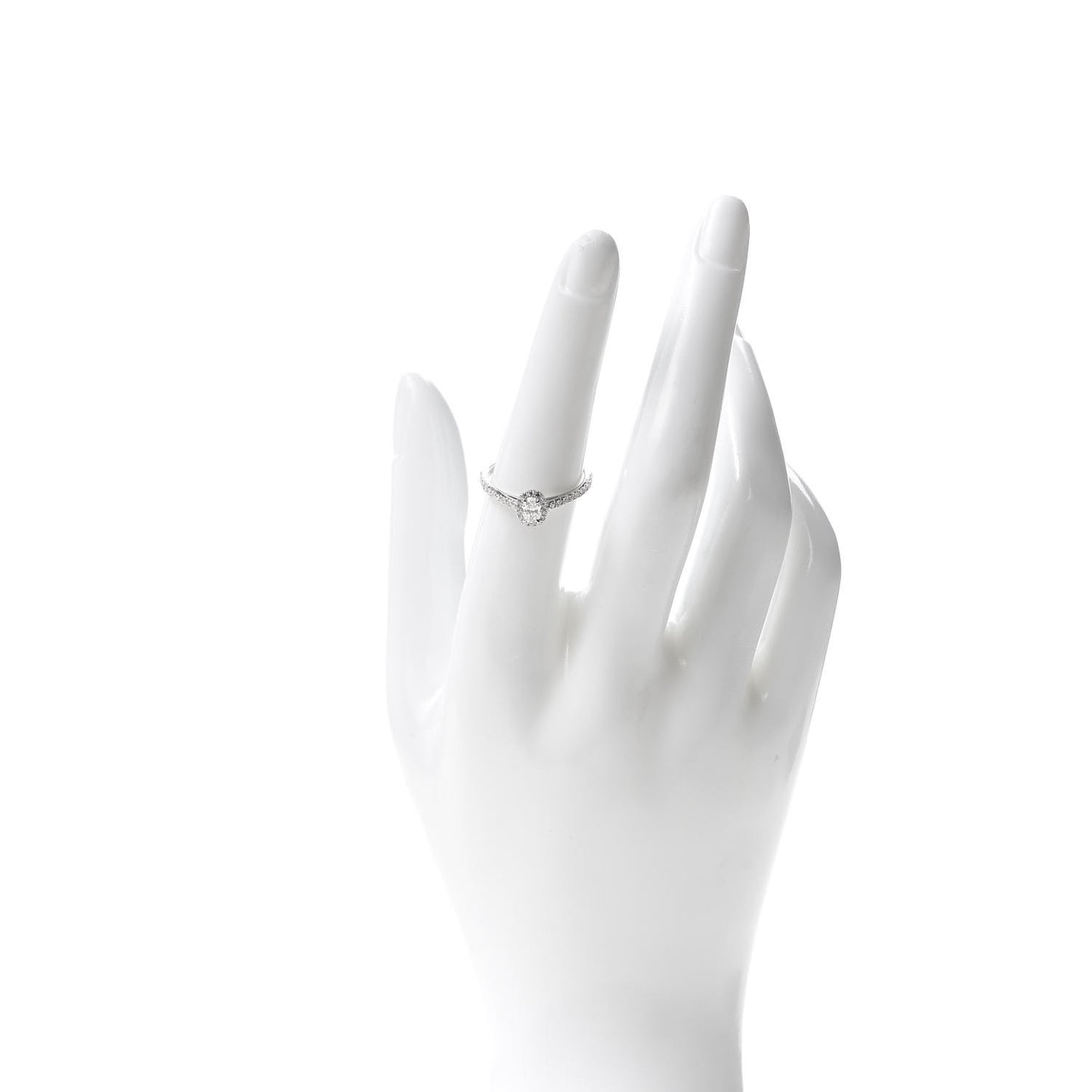 Platinum Diamond .24ct Soleste Oval Halo Engagement Ring 53 6.5