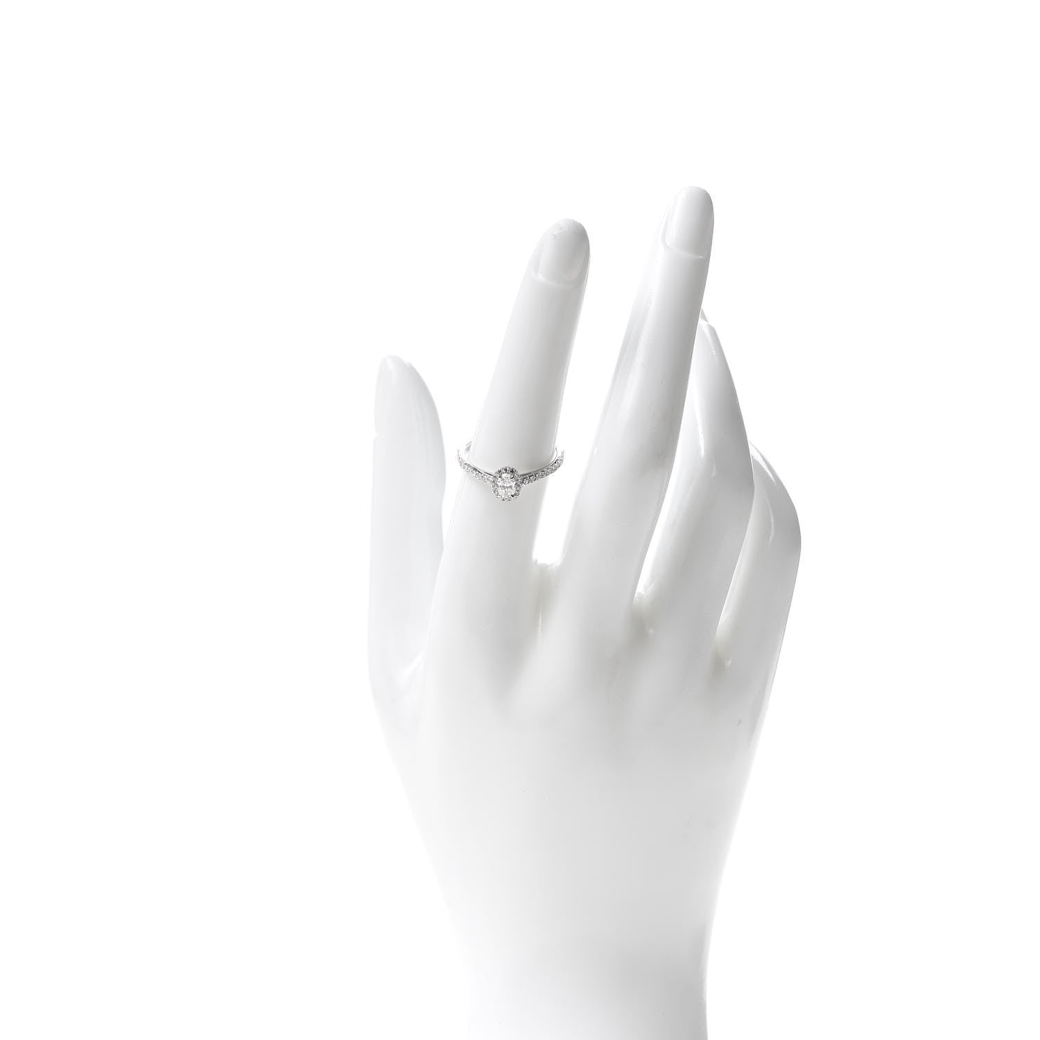 Tiffany Platinum Diamond .24ct Soleste Oval Halo Engagement Ring 53 6.5 2 of 4