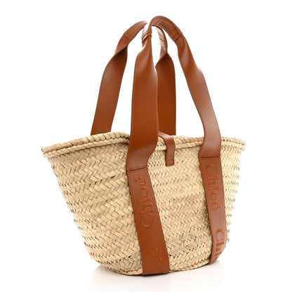 Chloe Raffia Smooth Calfskin Medium Sense Basket Caramel 3 of 12