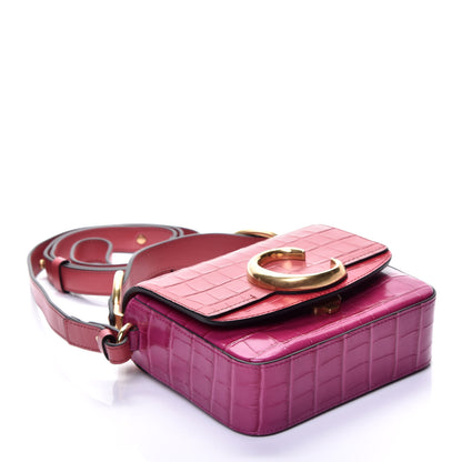 Chloe Calfskin Crocodile Embossed Mini C Double Carry Graphic Pink 5 of 10