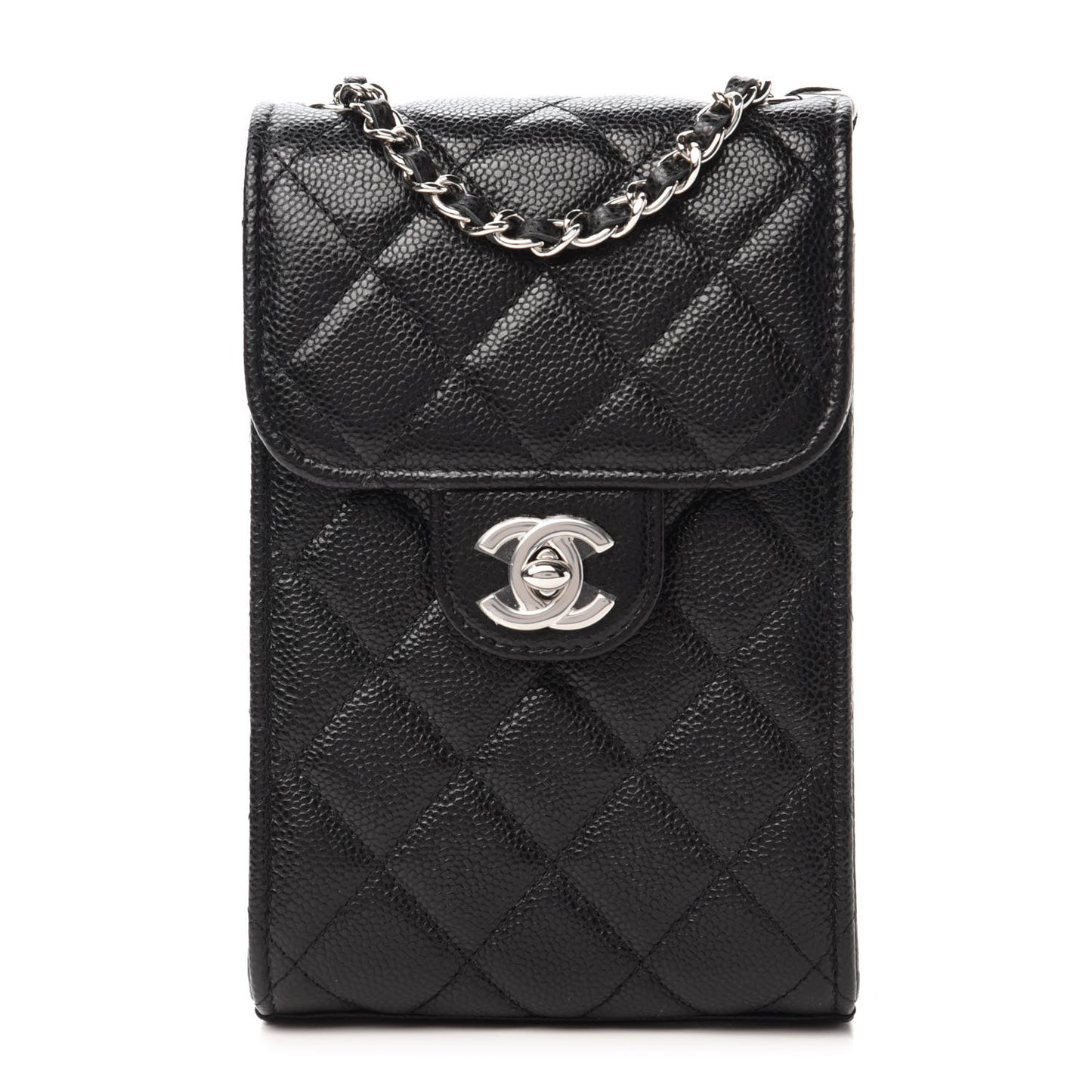 Caviar Quilted Classic Phone Holder Black