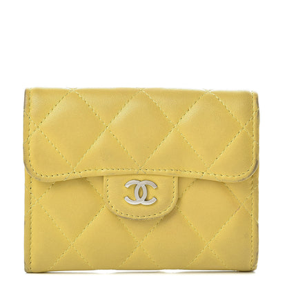 Chanel Lambskin Quilted Flap Card Holder Yellow 1 of 20