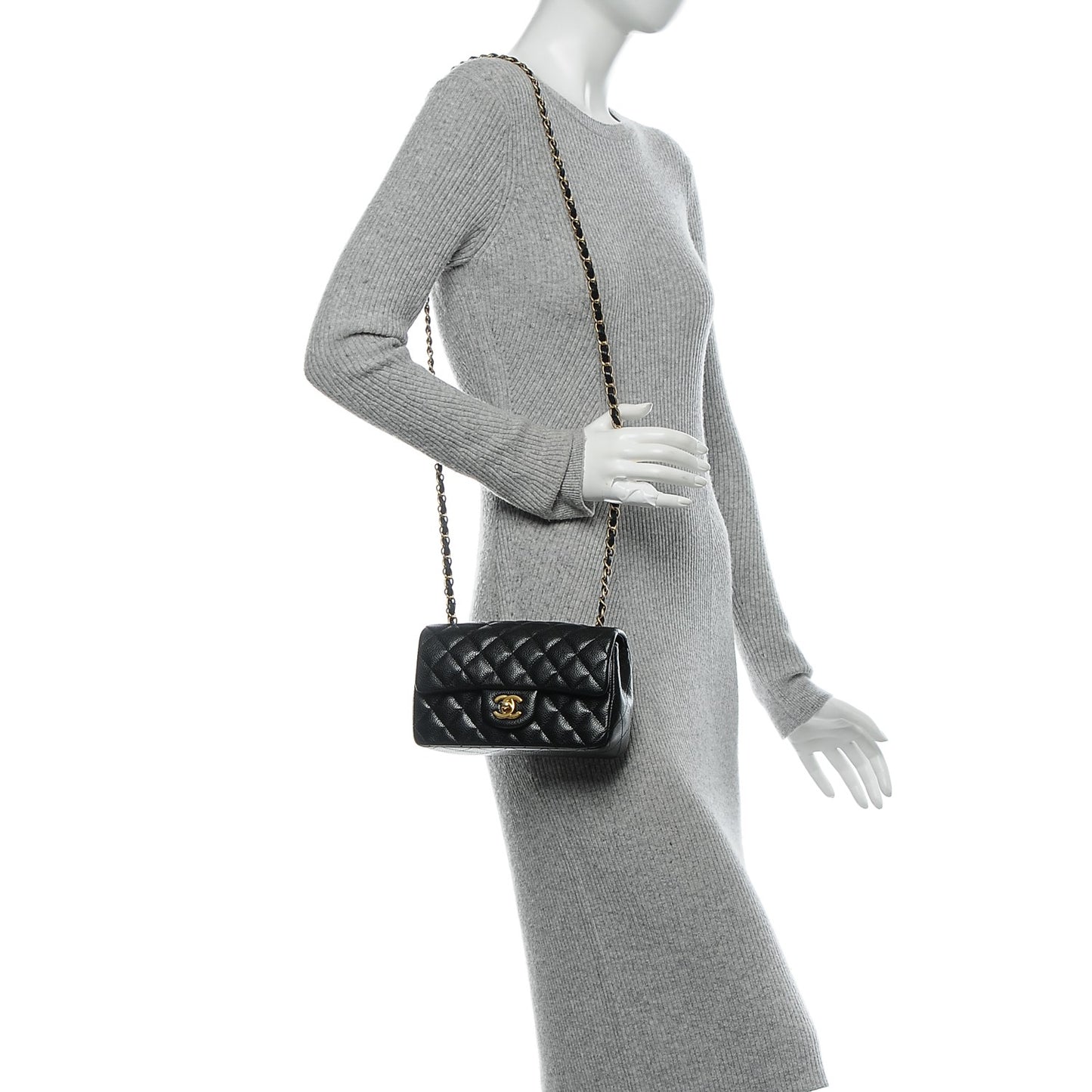 Caviar Quilted Mini Rectangular Flap Black
