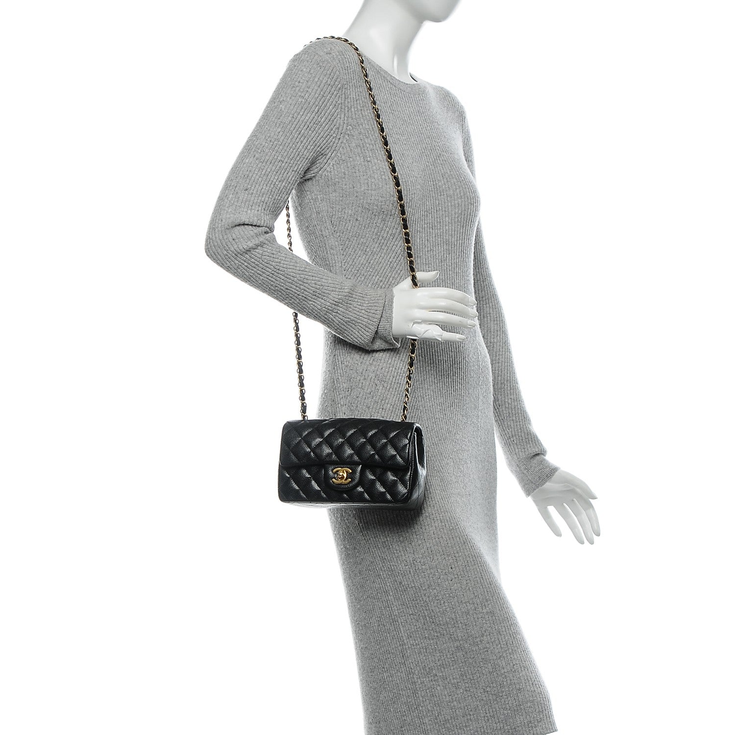 Chanel Caviar Quilted Mini Rectangular Flap Black 2 of 7