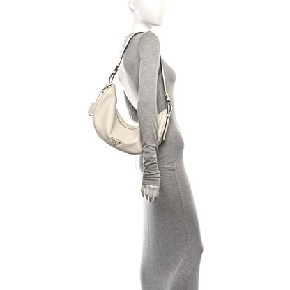 Prada Soft Grain Calfskin Large Demi-Lune Shoulder Bag White 2 of 9