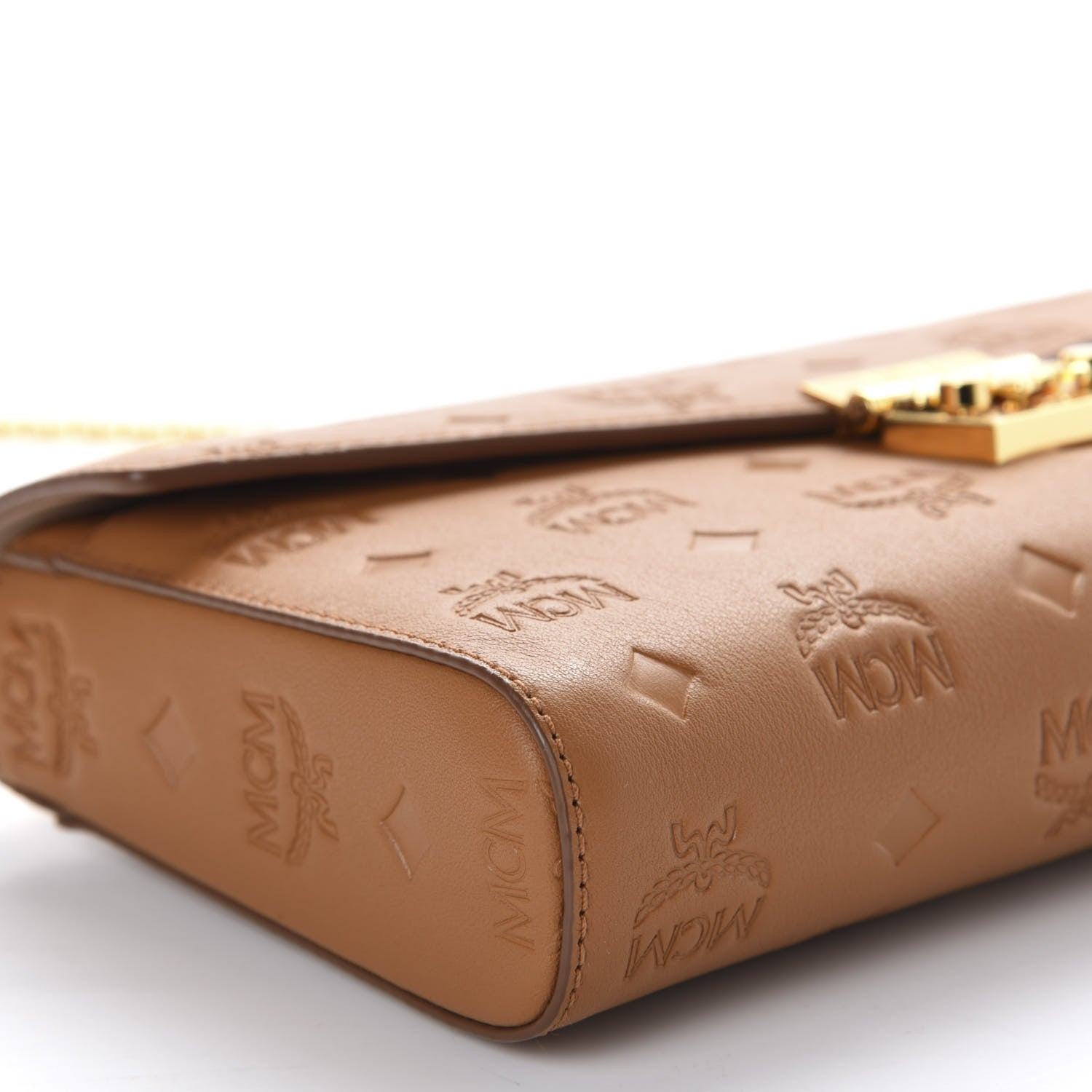 MCM Calfskin Ottomar Monogram Medium Millie Crossbody Bag Cognac 6 of 9