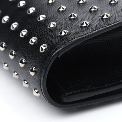 Saint Laurent Grain De Poudre Classic Monogram Studded Clutch Black 17 of 18