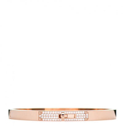 Hermes 18K Rose Gold Diamond PM Kelly Pave Bracelet SH 1 of 5