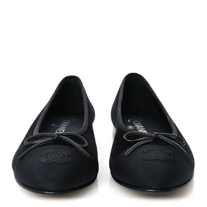 Chanel Corduroy Grosgrain CC Cap Toe Ballerina Flats 39.5 Black 3 of 10