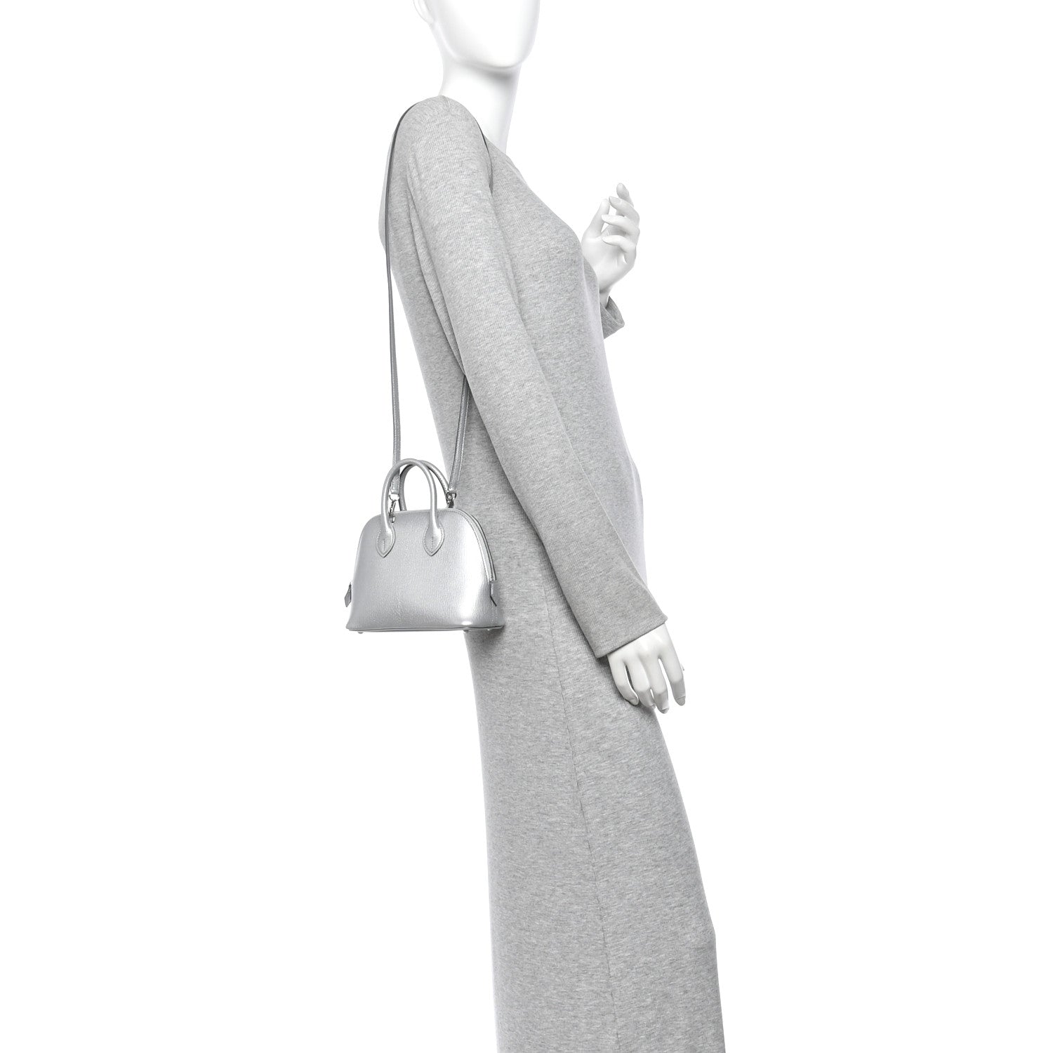 Hermes Metallic Chevre Chamkilight Mini 1923 Bolide Argent 2 of 11