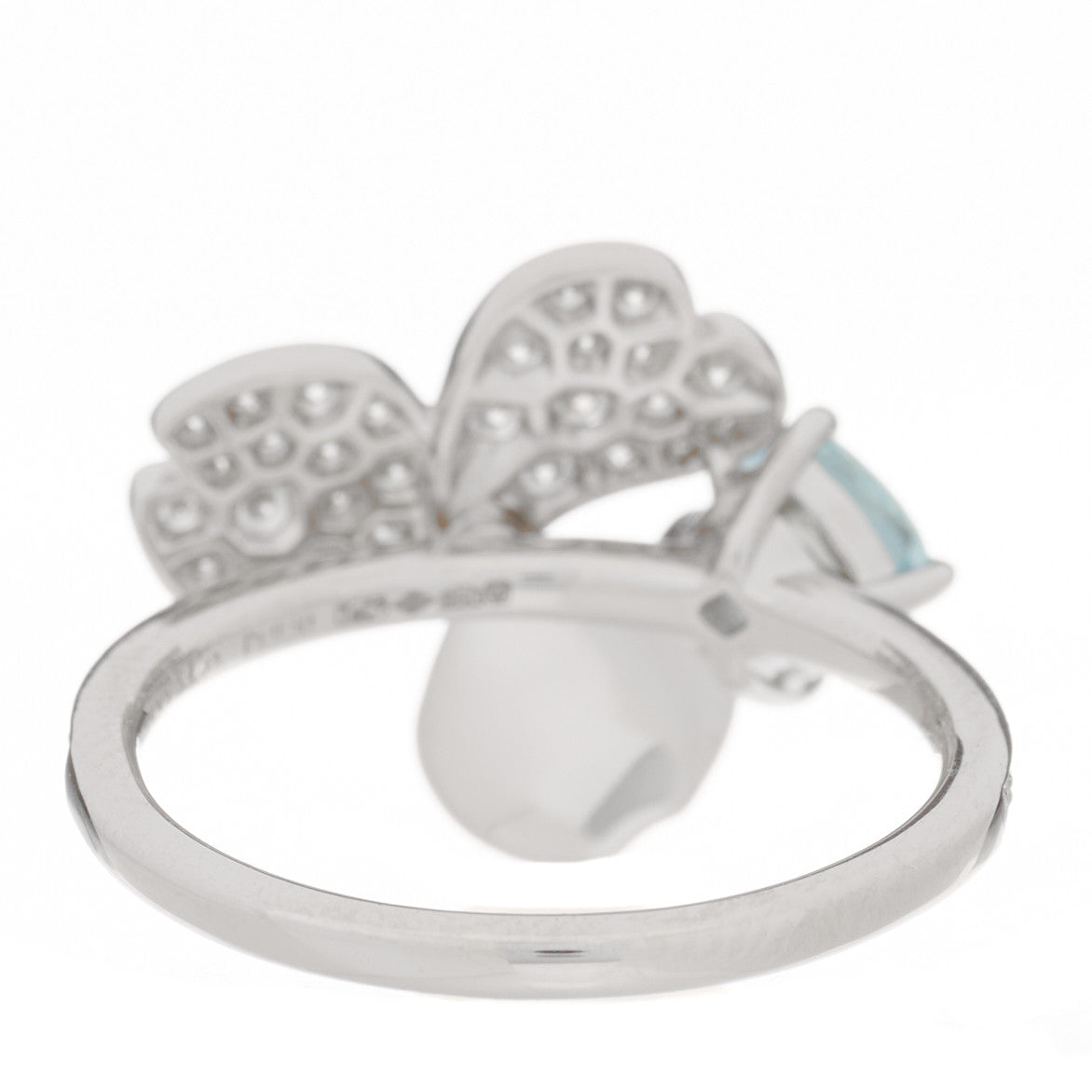 Platinum Diamond Aquamarine Paper Flowers Ring 52 6