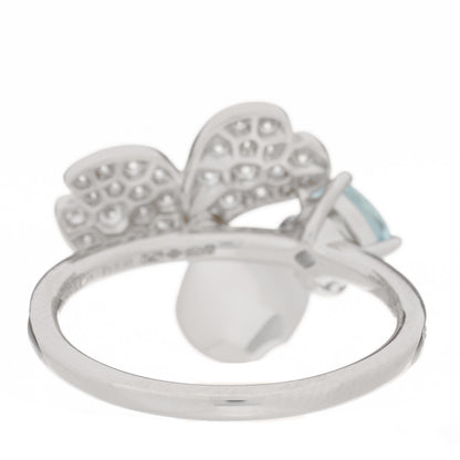 Tiffany Platinum Diamond Aquamarine Paper Flowers Ring 52 6 4 of 7