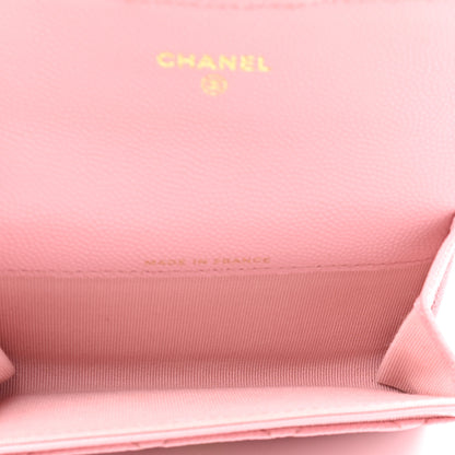 Chanel Caviar Quilted Flap Card Holder Wallet Pink 5 of 9