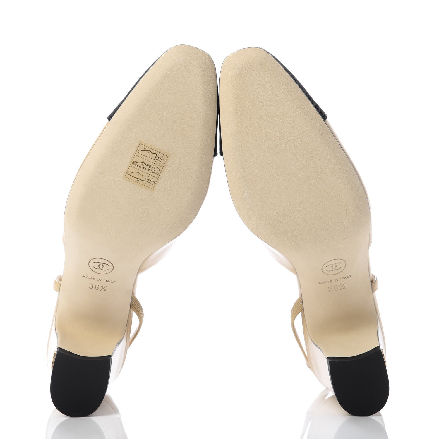 Chanel Goatskin Grosgrain Cap Toe CC Slingback Pumps 36.5 Beige Black 5 of 10