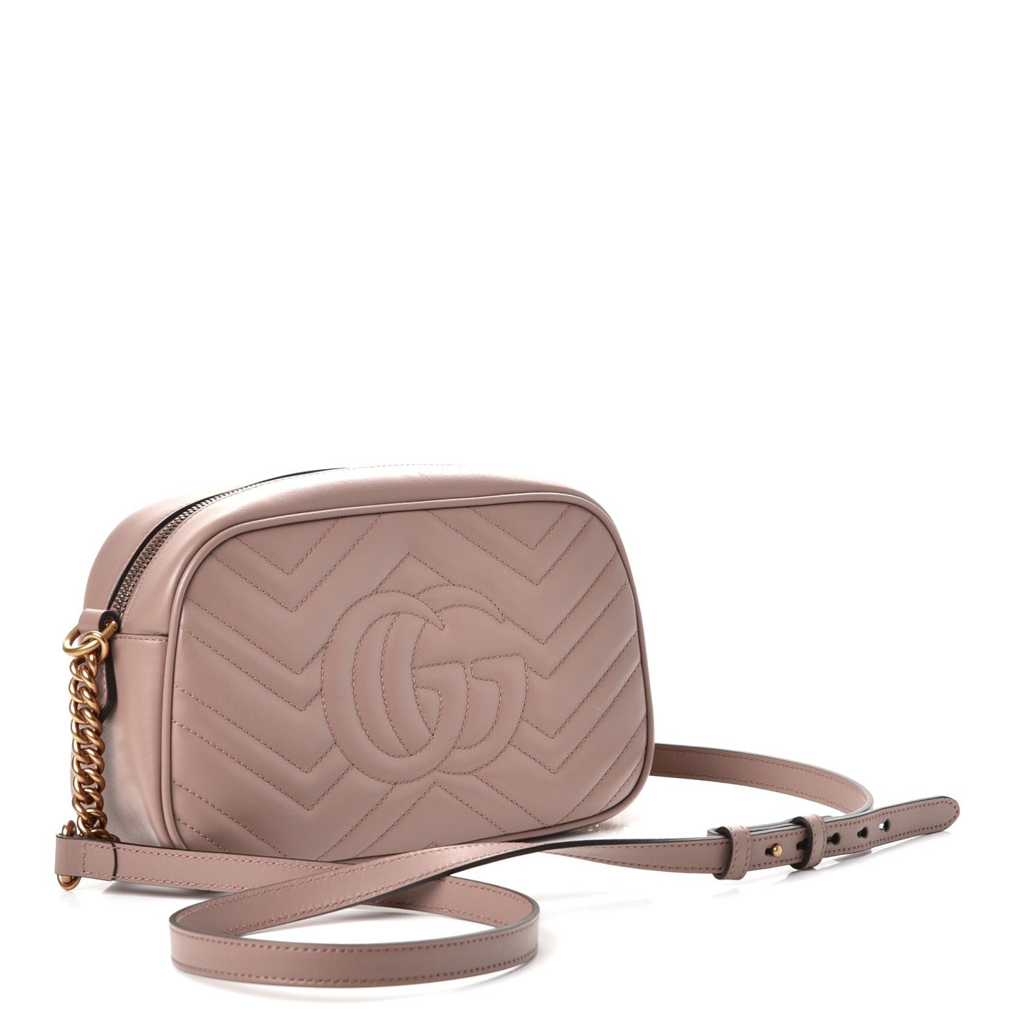 Calfskin Matelasse Small GG Marmont Chain Shoulder Bag Taupe