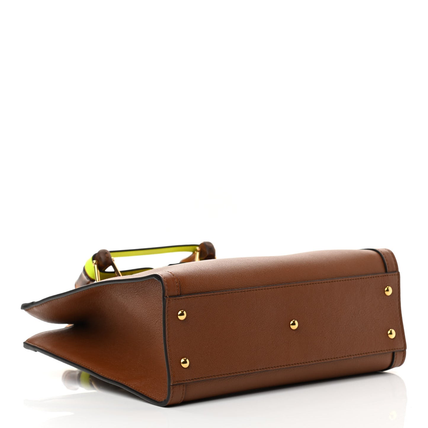 Wonka Grain Calfskin Small Diana Tote Bag Cuir Yellow Fluo
