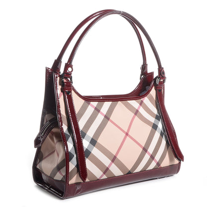 Burberry Patent Trim Supernova Check Ashmore Tote Red 3 of 9