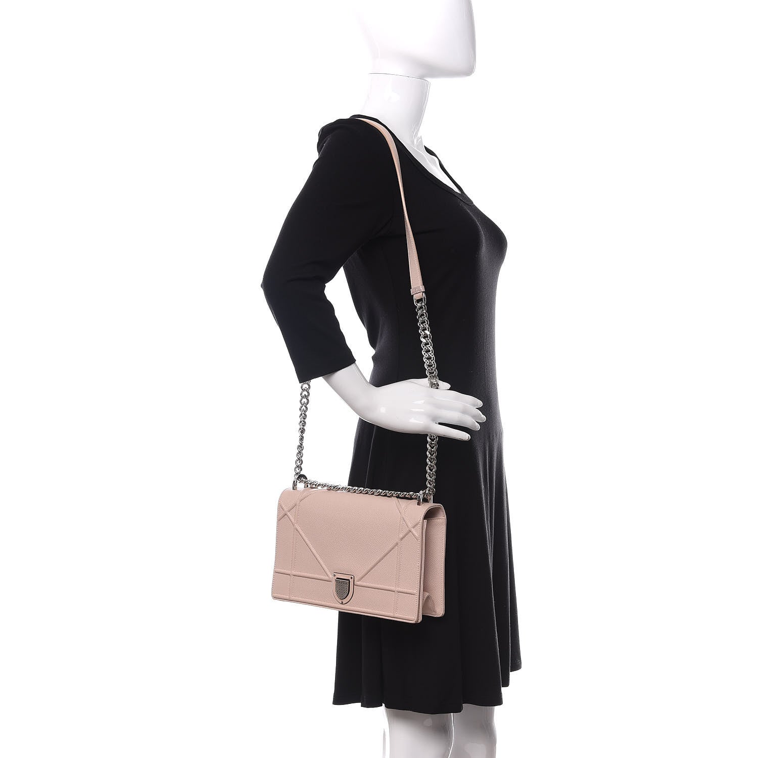Christian Dior Grained Calfskin Cannage Medium Diorama Flap Bag Rose Poudre 2 of 9
