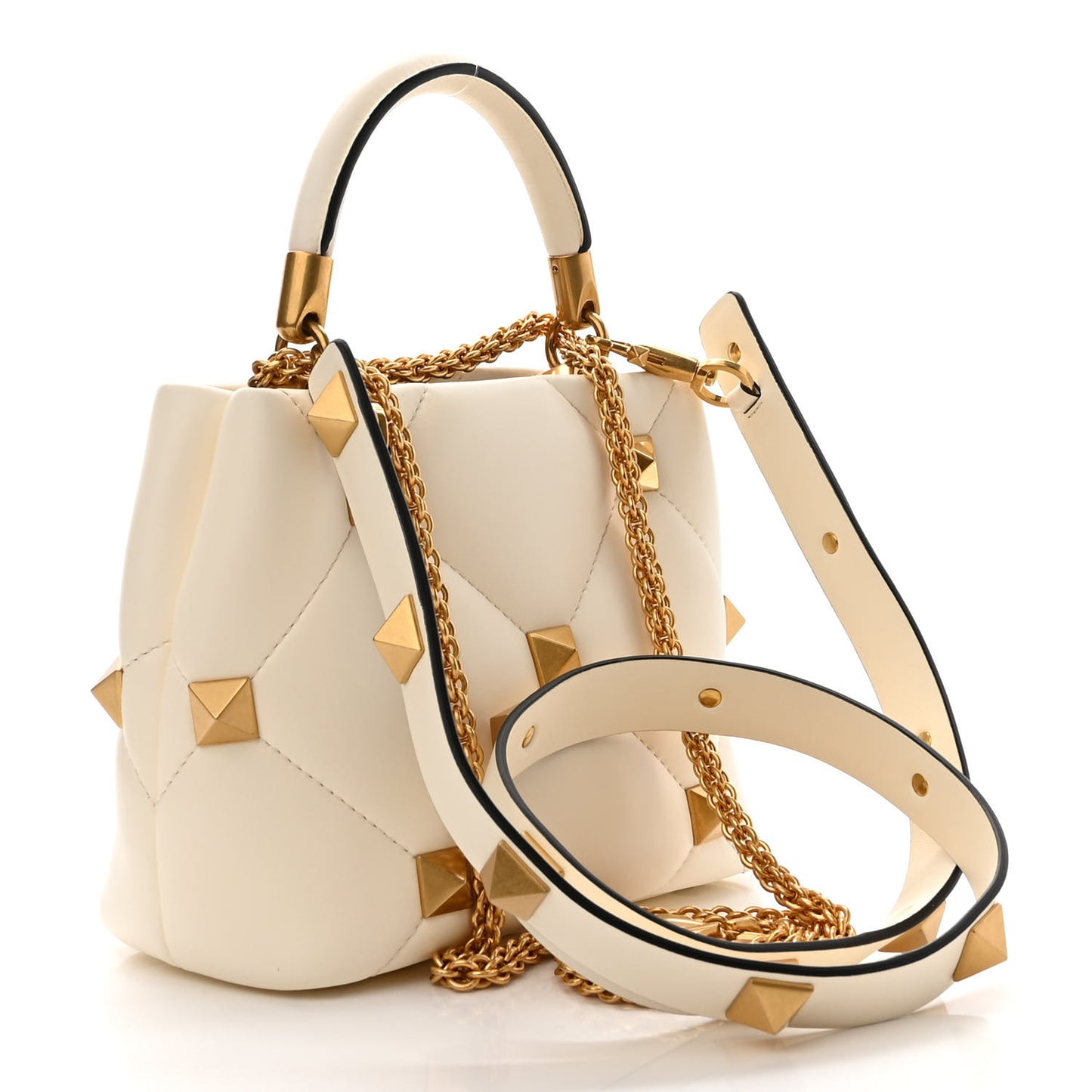 Nappa Small Roman Stud The Handle Bag Ivory