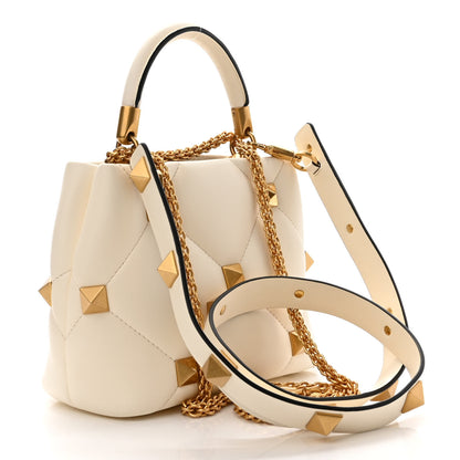 Valentino Garavani Nappa Small Roman Stud The Handle Bag Ivory 3 of 10