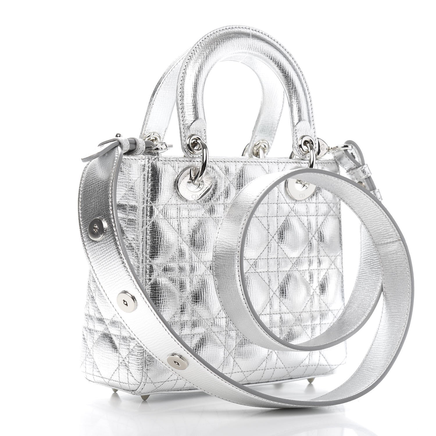 Christian Dior Metallic Grained Calfskin Cannage Small Lucky