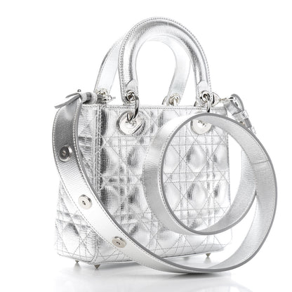Christian Dior Metallic Grained Calfskin Cannage Small Lucky Badges My Lady Dior Silver 3 of 10