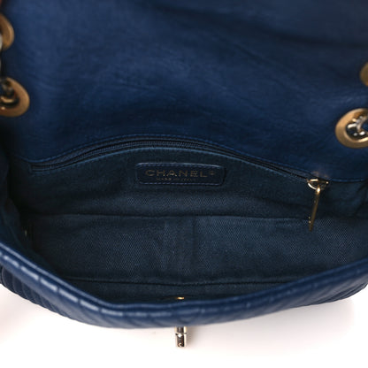 Chanel Calfskin Surpique Chevron Small Flap Navy 5 of 10