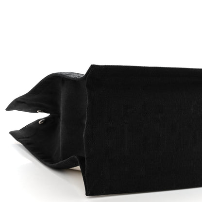 Saint Laurent SAINT LAURENT Linen Calfskin Rive Gauche North South Tote White Black 7 of 8