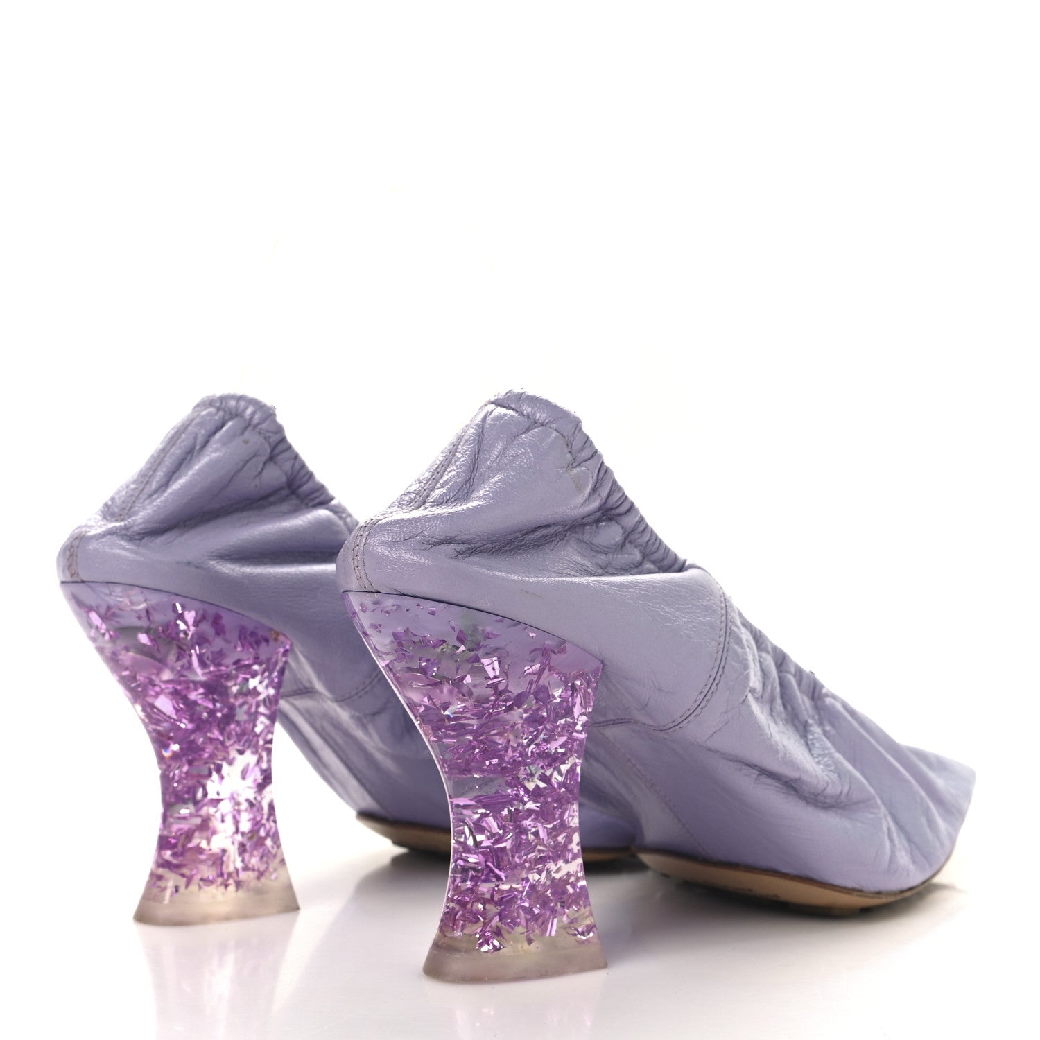 Bottega Veneta Crushed Nappa Glitter Plexiglass Almond Pumps 40 Lilac 5 of 11