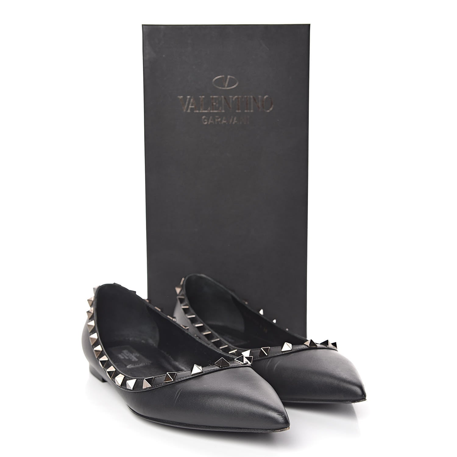 Valentino Garavani Calfskin Rockstud Ballerina Flats 38 Black 13 of 13