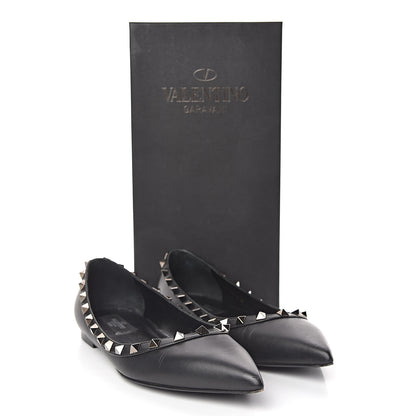 Valentino Garavani Calfskin Rockstud Ballerina Flats 38 Black 13 of 13