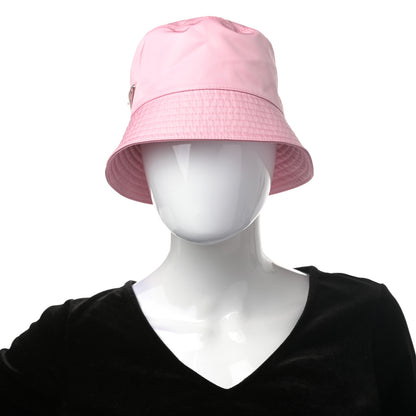 Prada Re-Nylon Metal Triangle Logo Womens Bucket Hat M Begonia 2 of 7
