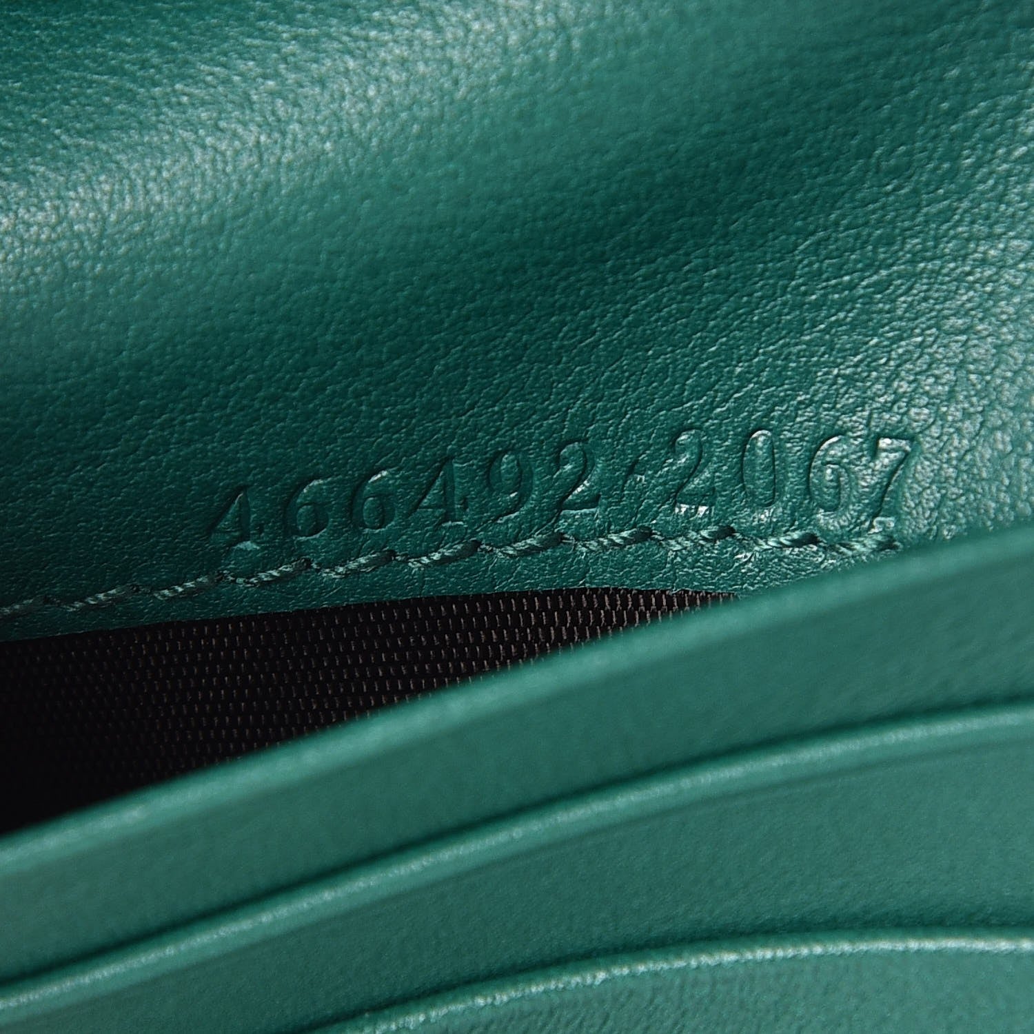 Gucci Calfskin Matelasse GG Marmont Card Case Wallet Emerald 7 of 8