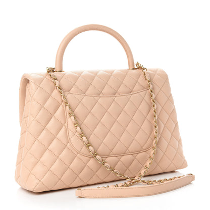 Chanel Caviar Quilted Medium Coco Handle Flap Light Beige 3 of 11