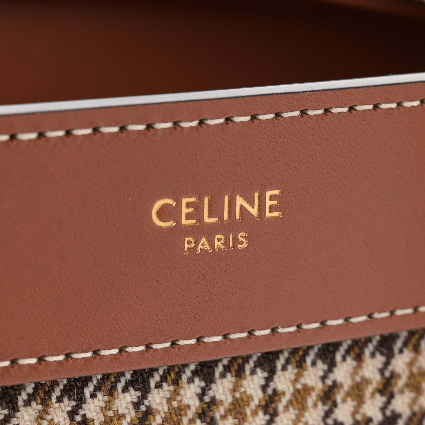Smooth Calfskin Houndstooth Nano Luggage Tan