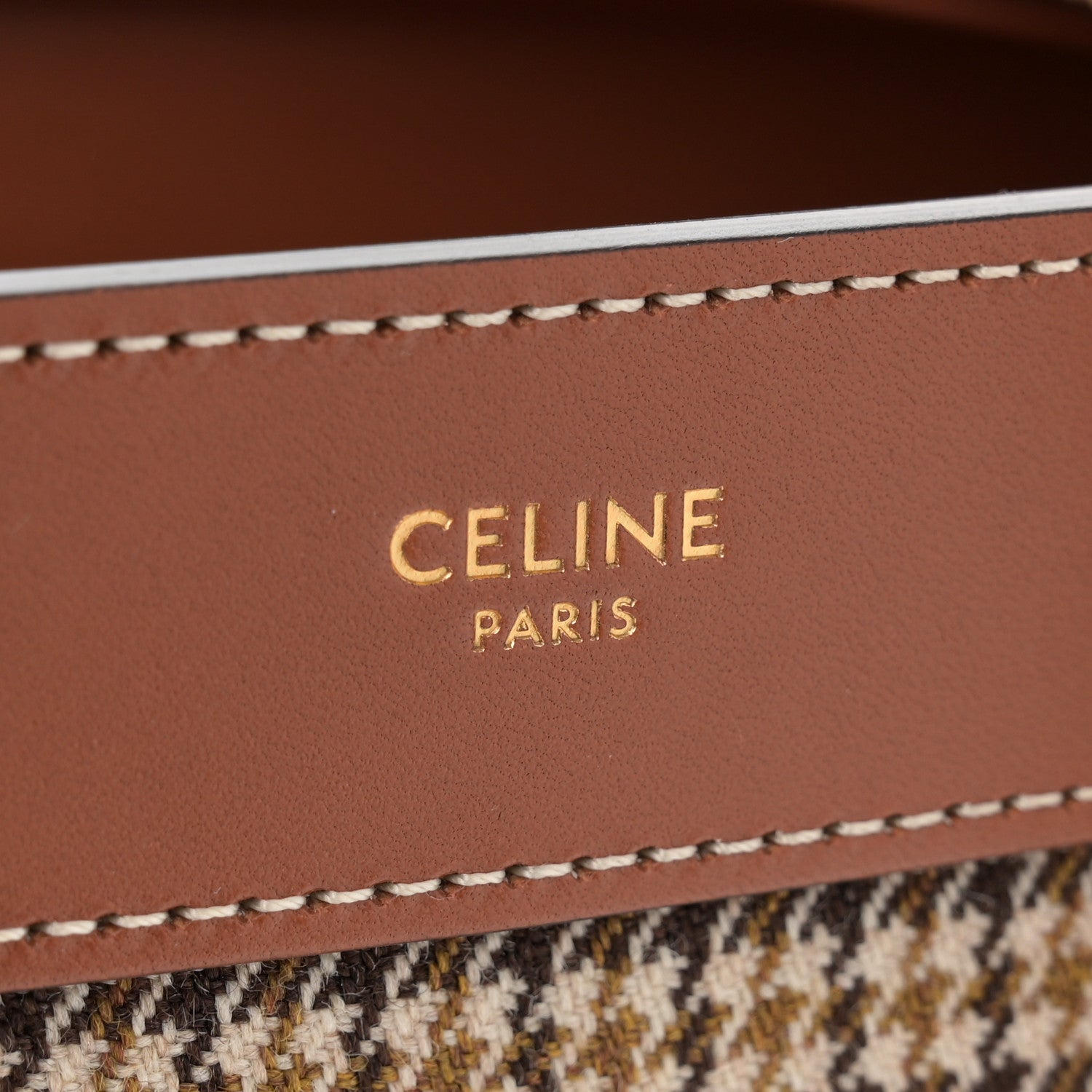 Celine Smooth Calfskin Houndstooth Nano Luggage Tan 6 of 14