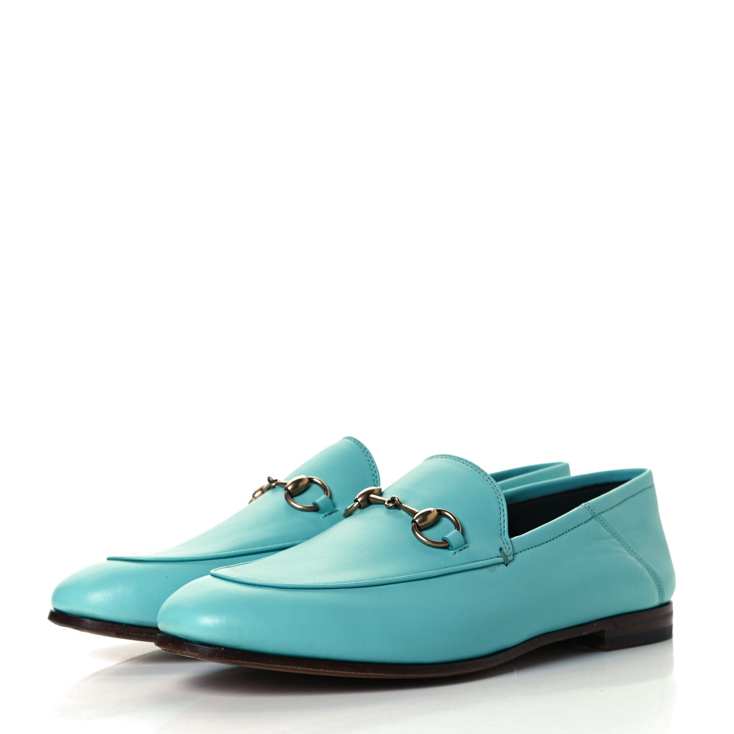 Lambskin Womens Brixton Horsebit Loafers 37.5 New Acquamarine