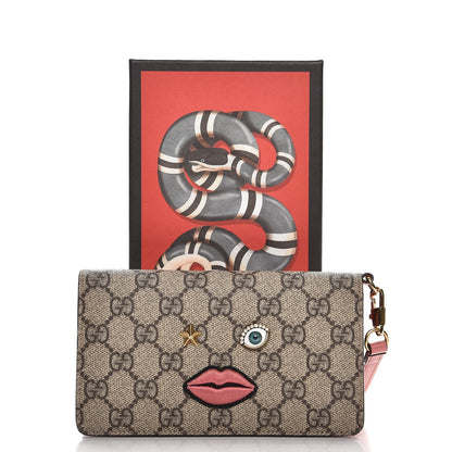 Gucci GG Supreme Monogram Embroidered Face iPhone 6 Case Wristlet Pink 7 of 7