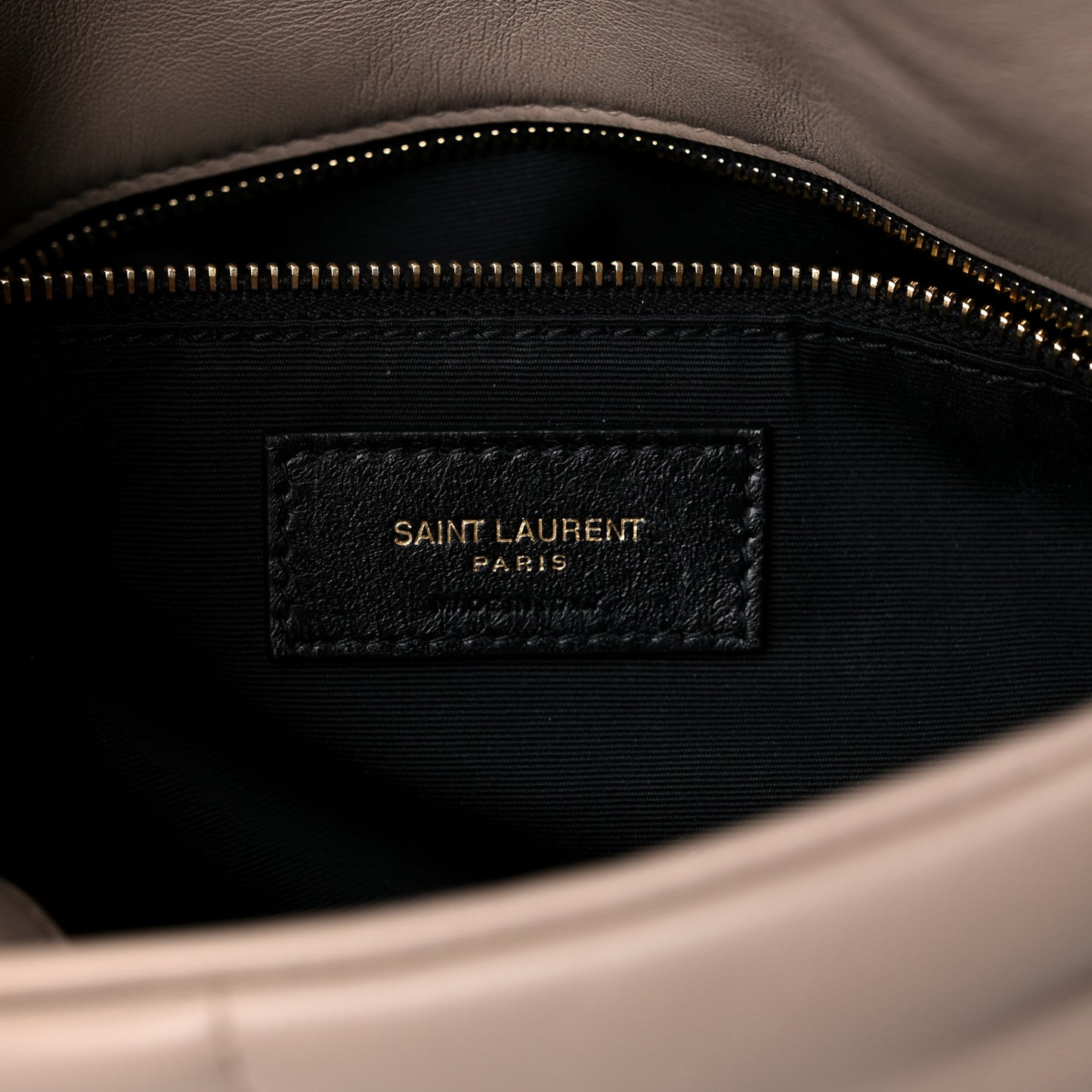 Lambskin Quilted Small Loulou Puffer Monogram Chain Satchel Dark Beige