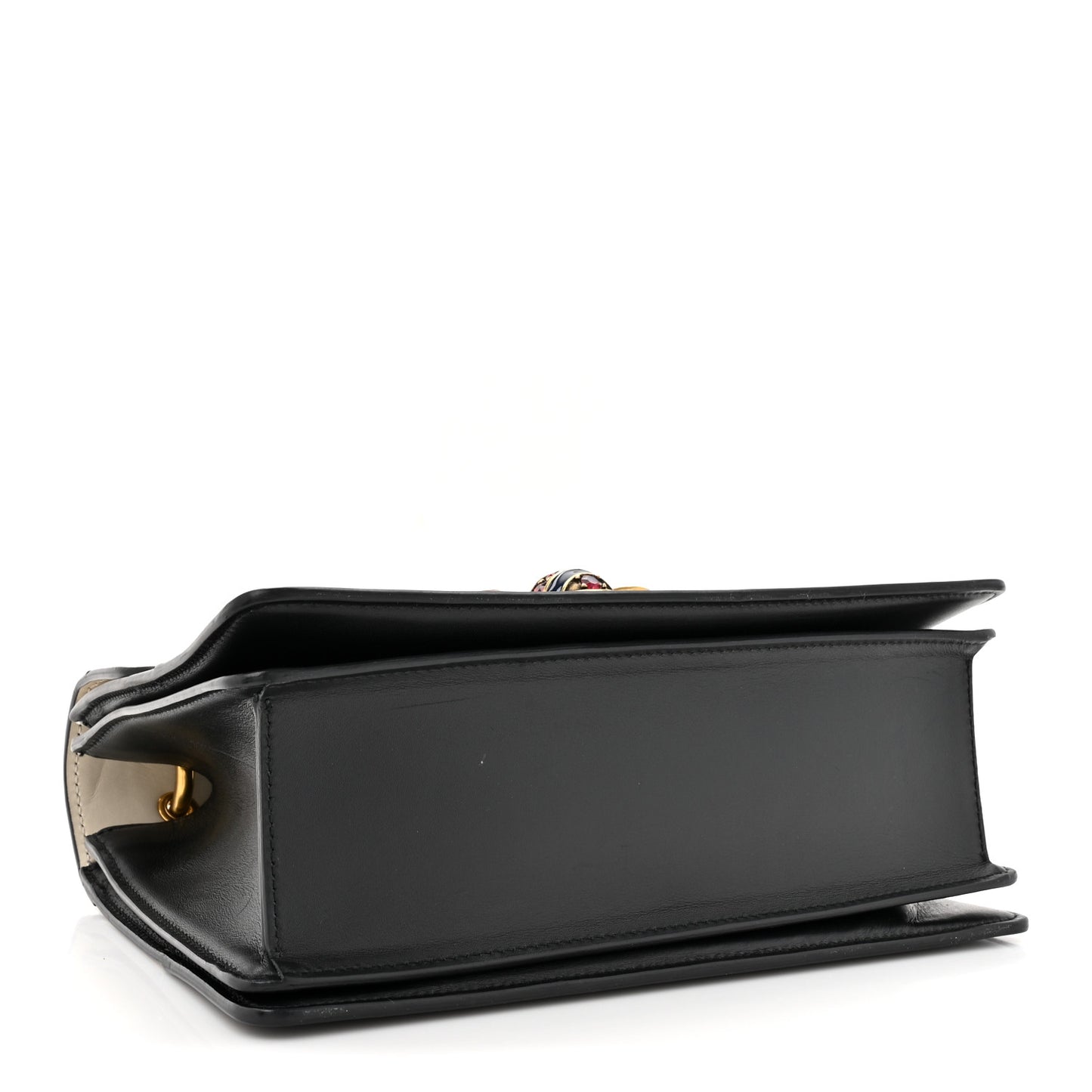 Calfskin Sylvie Web Small Queen Margaret Top Handle Bag Black White