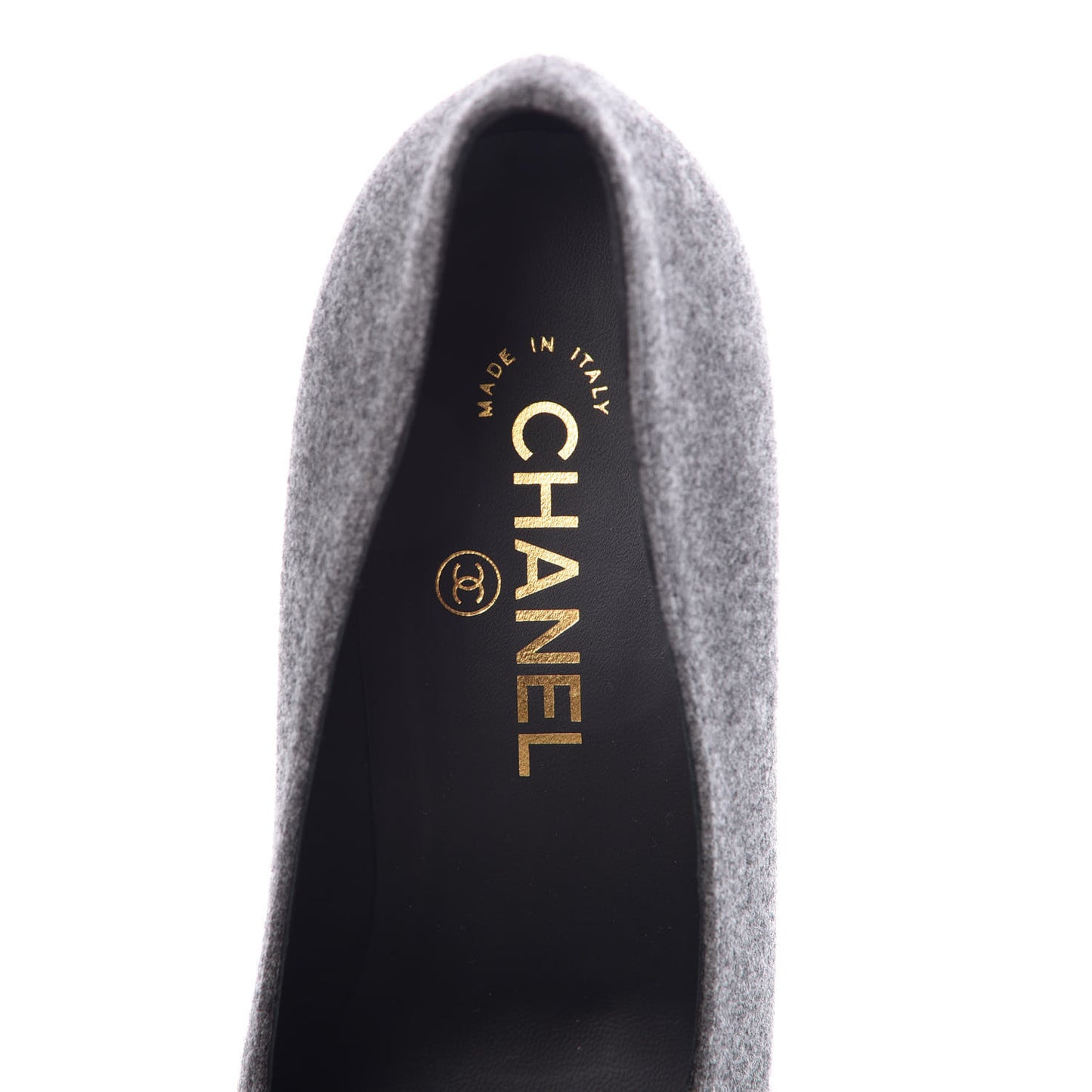 Wool Velvet Cap Toe Pumps 37 Grey Black