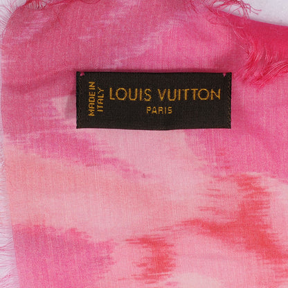 Louis Vuitton Cotton Silk Ikat Pareo Scarf Rose Indien 6 of 6
